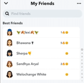 Best Friends list.