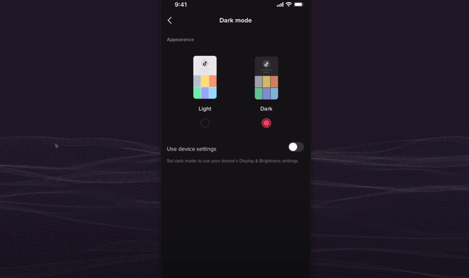 Choose Dark Mode