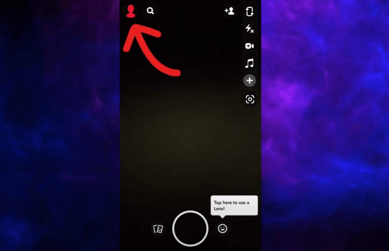 Tap your profile icon or Bitmoji at the top left corner of the screen.