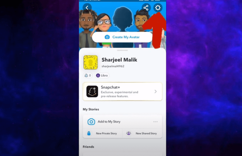 Then, tap the settings gear icon located at the top right corner
