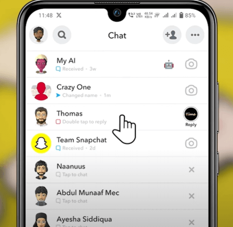press and hold the chat