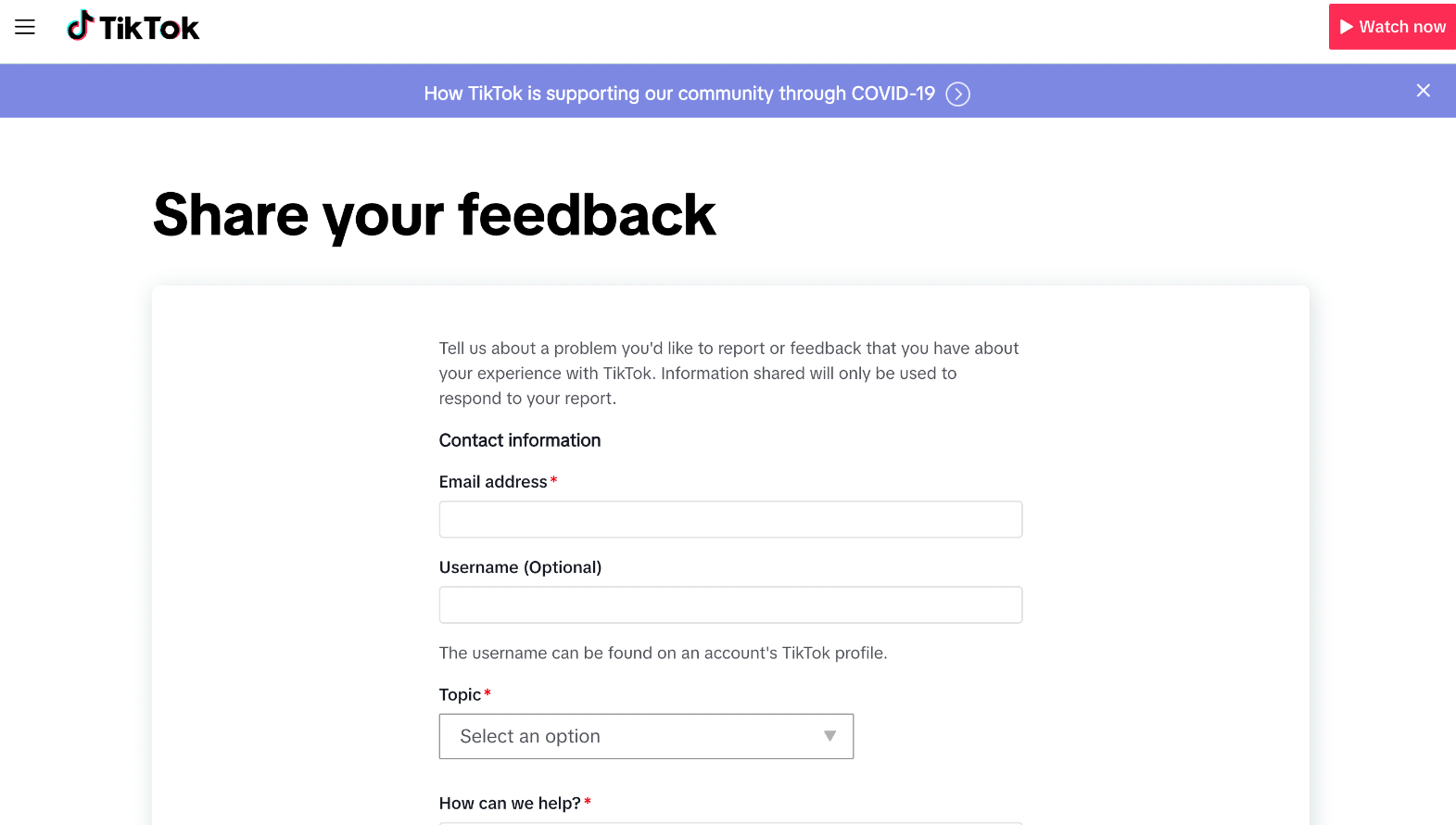 Complaints and Feedback on tiktok