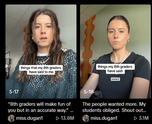 Miss Dugan, in a funny TikTok video