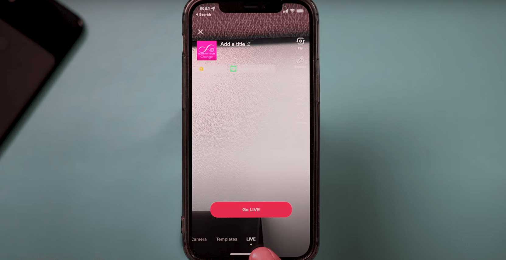 Swipe to the 'Live' option.
