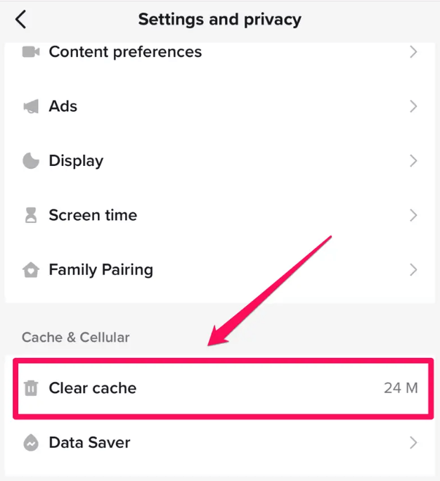 tap 'Clear Cache'.