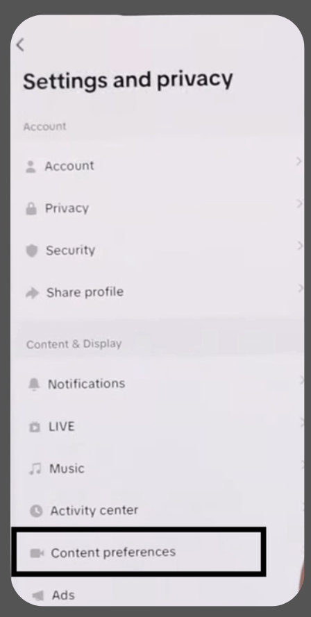 Access the Privacy and Safety settings.